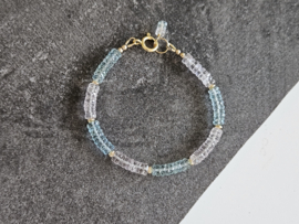 Aquamarijn en Morganiet  armband in AAA kwaliteit, 14k goldfilled & 925 sterling zilver