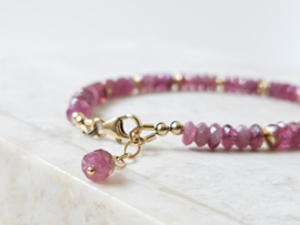 Roze toermalijn armband, 14k goldfilled