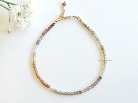 Tundra Sapphire gemstone beaded bracelet, 14k goldfilled & 925 sterling silver