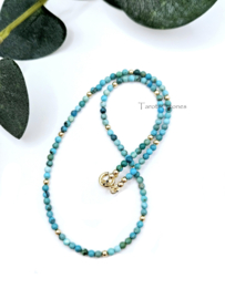 Turquoise kralen ketting, leverbaar 14k goldfilled - 925 sterling zilver