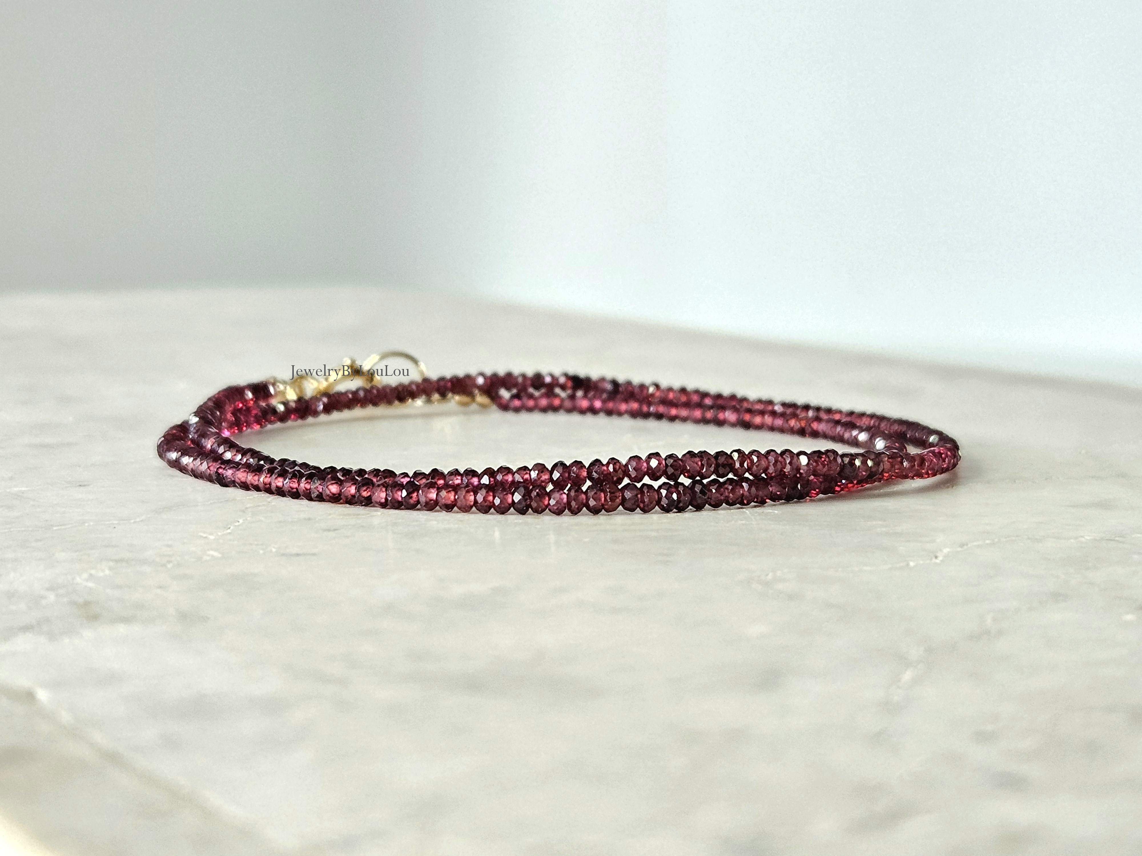 AAA Garnet beaded necklace, 14k goldfilled - 925 sterling silver