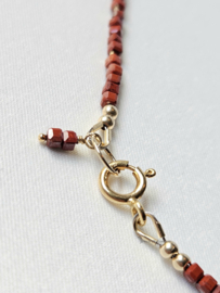 Rode Jaspis kralen ketting-choker 14k goldfilled - 925 sterling zilver