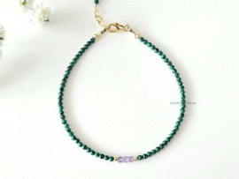 Malachite amethyst bracelet 14k goldfilled  - 925 sterling silver