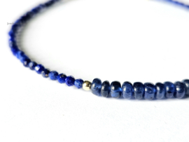 Lapis Lazuli  en Kyaniet kralenarmband, 14k goldfilled - 925 sterling zilver
