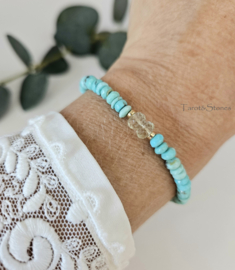 Turquoise en Morganiet kralen armband, 14k goldfilled & 925 sterling zilver