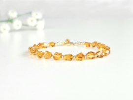 Madeira Citrien edelstenen kralen armband, leverbaar 14k goldfilled - 925 sterling zilver