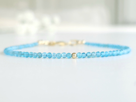 Neon Apatite gemstone beaded bracelet  14k goldfilled - 925 sterling silver