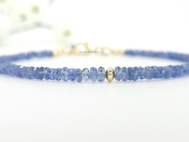 Licht blauwe Birma Saffier kralen armband, 14k goldfilled - 925 sterling zilver