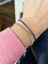 Natuurlijke Sodaliet edelstenen kralen armband, 14k goldfilled - 925 sterling zilver