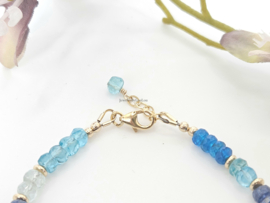 Apatiet, Kyaniet en Aquamarijn armband,  14k goldfilled - 925 sterling zilver