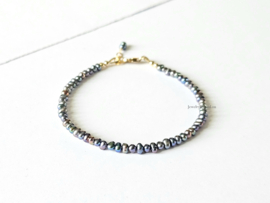 Peacock zoetwaterparel kralen armband, 14k goldfilled & 925 sterling zilver