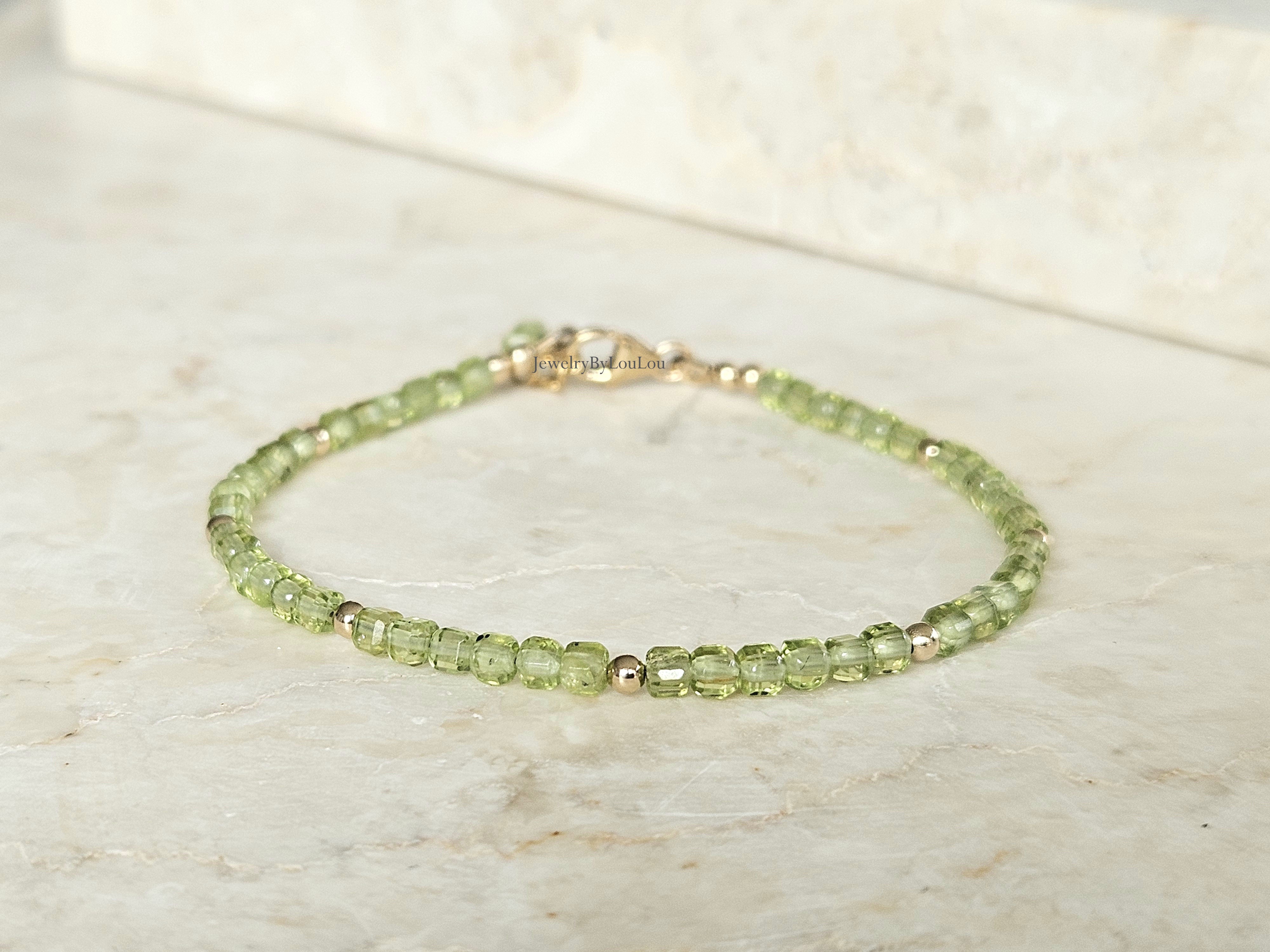 AAA Peridoot kralen armband, 14k goldfilled & 925 sterling zilver