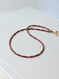 Rode Jaspis kralen ketting-choker 14k goldfilled - 925 sterling zilver