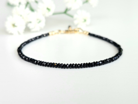 Zwarte Spinel kralen armband, 14k goldfilled - 925 sterling zilver