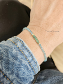 Sky blue Apatiet en Zambiaanse Smaragd edelstenen kralen armband, 14k goldfilled - 925 sterling zilver