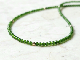 Groene Jade kralen ketting-choker 14k goldfilled - 925 sterling zilver