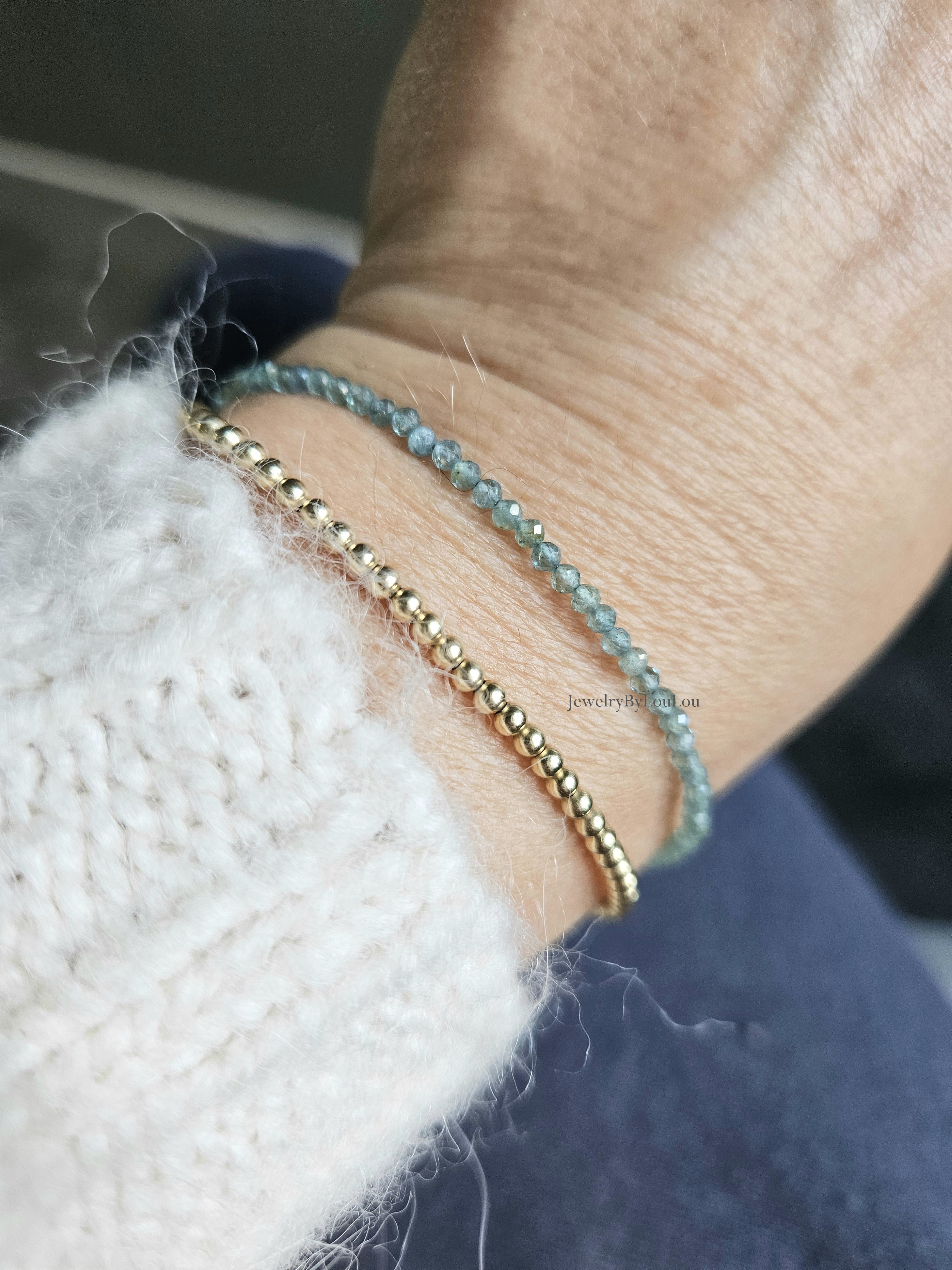 Indicoliet blauwe Toermalijn armband     925 sterling zilver   -   14k goldfilled