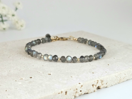 Labradoriet kralen armband   14k goldfilled 925 sterling zilver