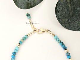 Turquoise kralen armbandje, 14k goldfilled - 925 sterling zilver