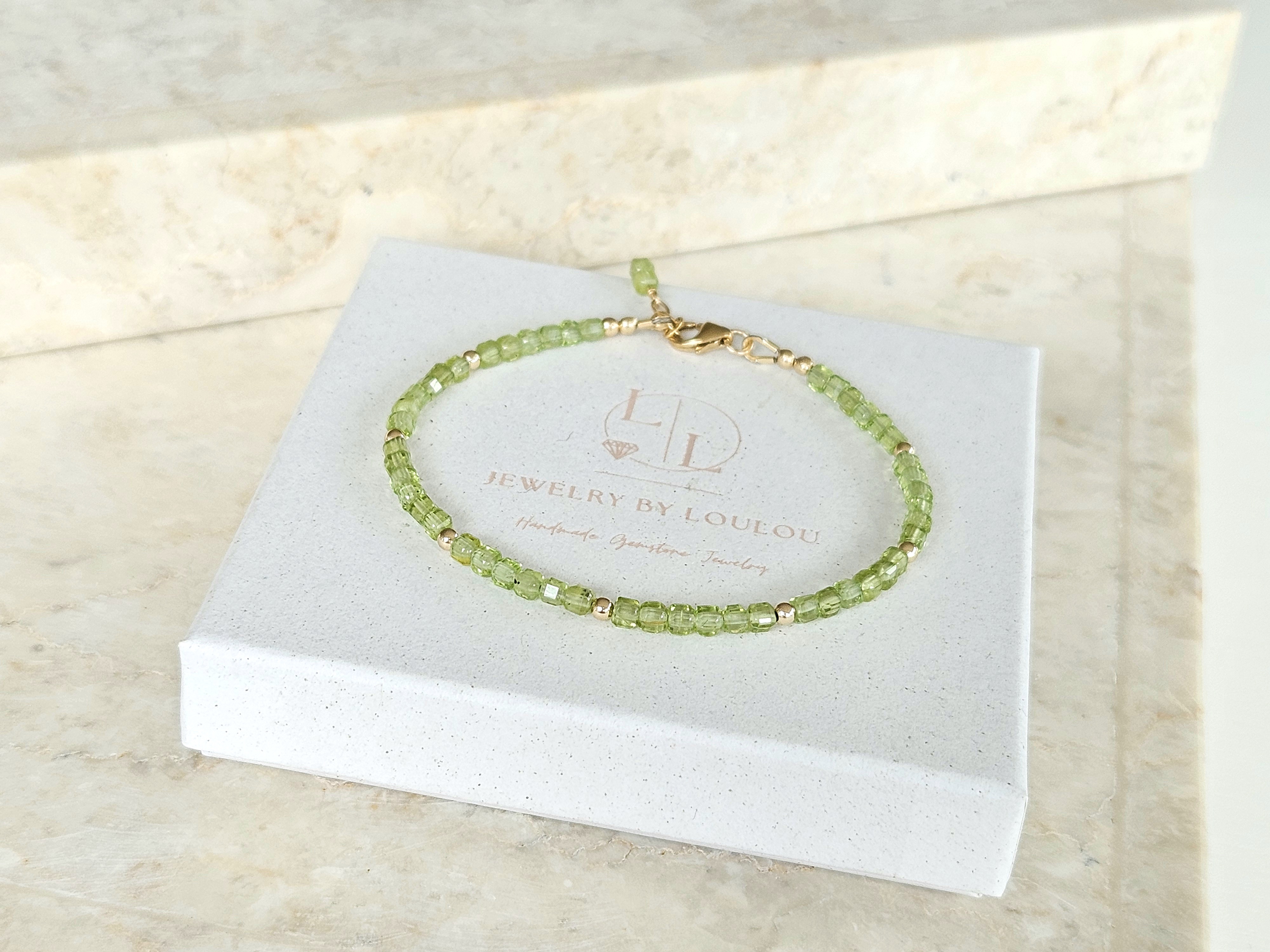 AAA Peridoot kralen armband, 14k goldfilled & 925 sterling zilver