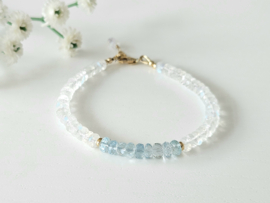 Moonstone and aquamarine bracelet, 14k goldfilled & 925 sterling silver