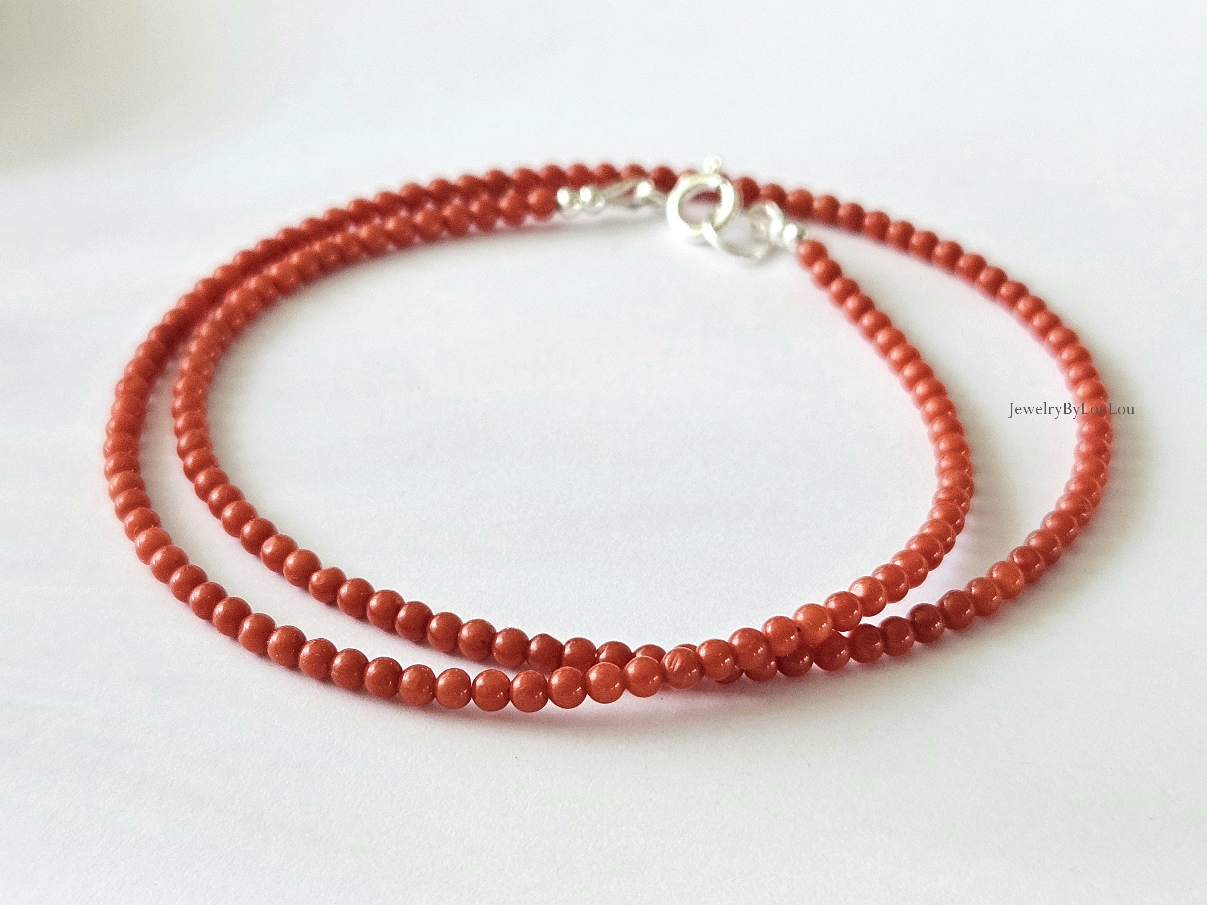 Italiaanse Koraal kralen ketting 3mm, 14k goldfilled - 925 sterling zilver