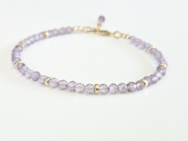 Amethist kralen armband     925 sterling zilver   -   14k goldfilled