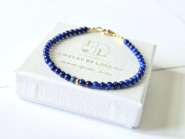 AAA Lapis Lazuli  kralenarmband, 14k goldfilled - 925 sterling zilver