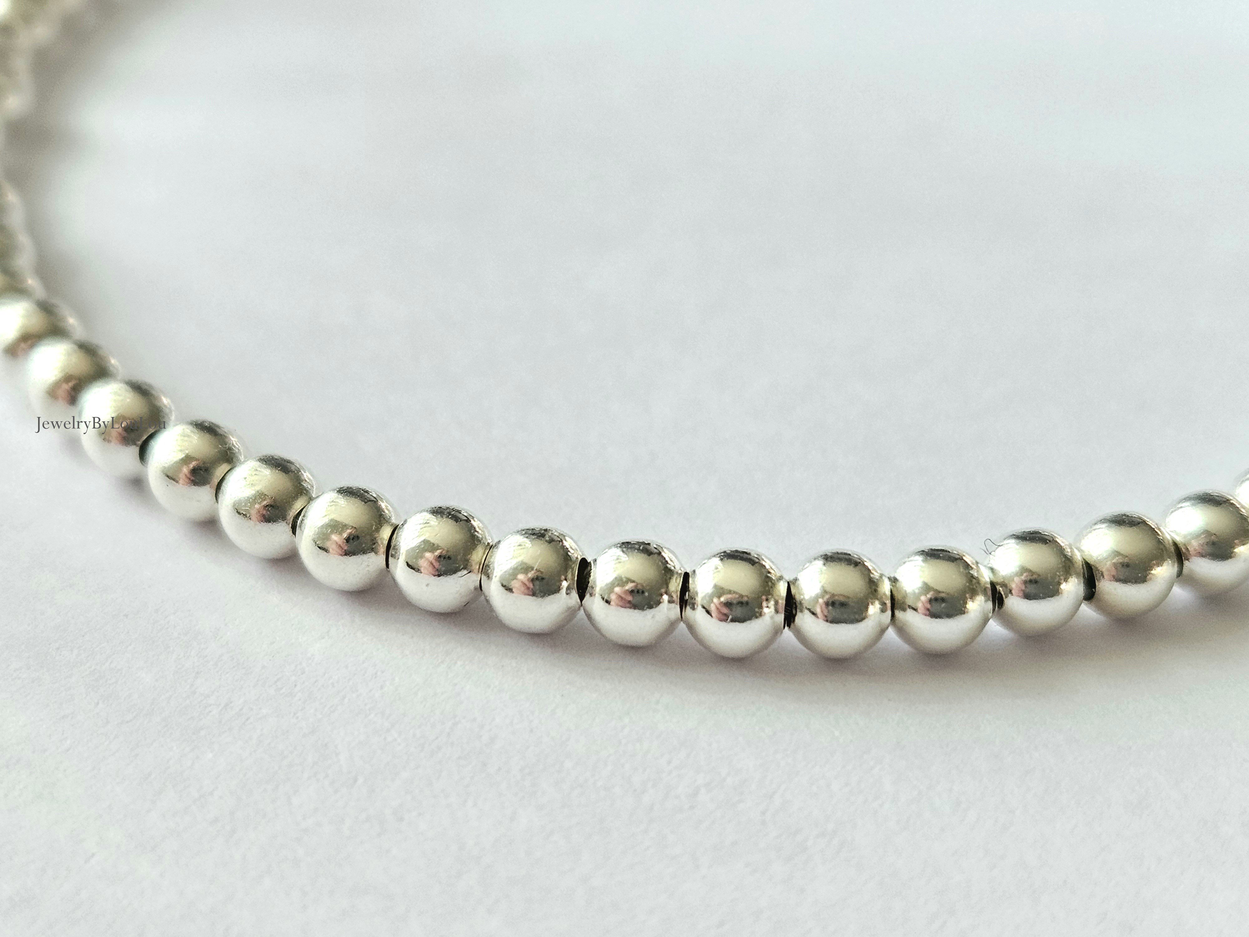 925 sterling zilver kralen armband 3mm, leverbaar met sluiting - elastiek