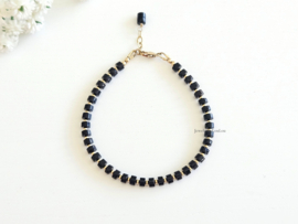 Black Onyx beaded bracelet, 14k goldfilled - 925 sterling silver
