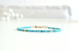 Arizona Turquoise gemstone beaded bracelet, available 14k goldfilled - 925 sterling silver