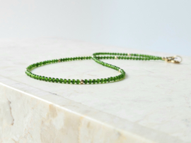 Groene Jade kralen ketting-choker 14k goldfilled - 925 sterling zilver