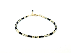 Dalmatiër japis en zwarte onyx armband     925 sterling zilver   -   14k goldfilled