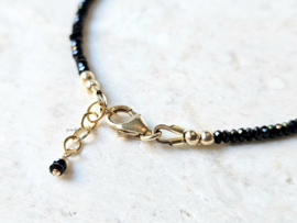 Fijn zwart Spinel kralen armband, 14k goldfilled - 925 sterling zilver