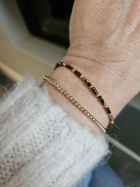 Tijgeroog kralen armband     925 sterling zilver   -   14k goldfilled