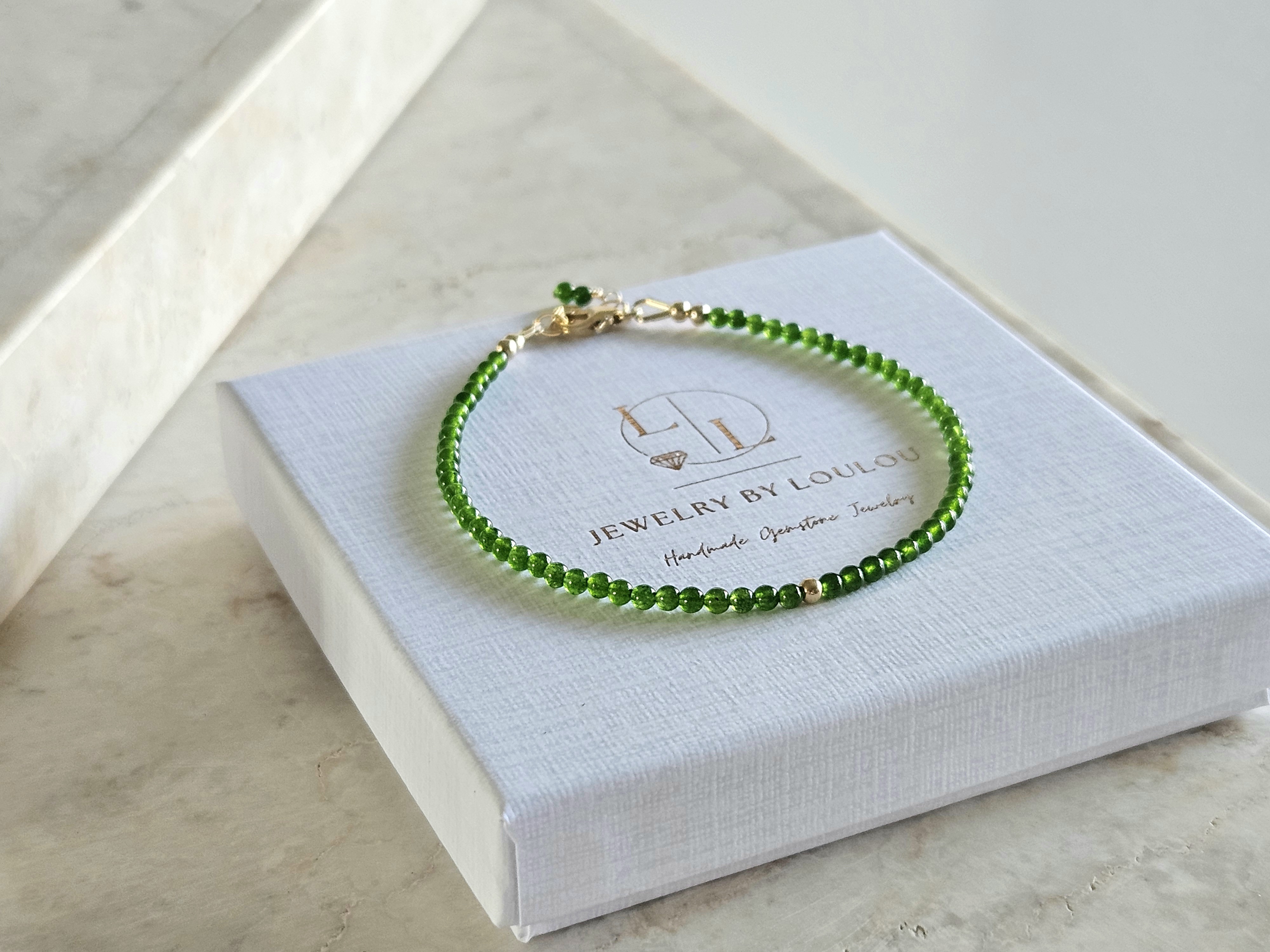 Taiwanese groene Jade kralen armband, 14k goldfilled - 925 sterling zilver