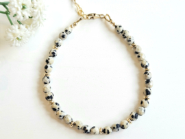 Dalmatian jasper beaded bracelet 14k goldfilled 
