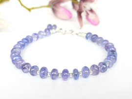 Tanzanite beaded bracelet 14k goldfilled - 925 sterling silver