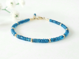 Neon Apatiet edelstenen kralen armband, leverbaar 14k goldfilled - 925 sterling zilver