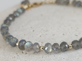 Labradoriet kralen armband   14k goldfilled 925 sterling zilver