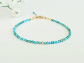Arizona Turquoise edelstenen kralen armband, leverbaar 14k goldfilled - 925 sterling zilver