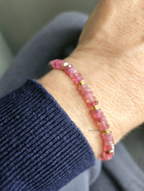 Roze toermalijn armband, 14k goldfilled