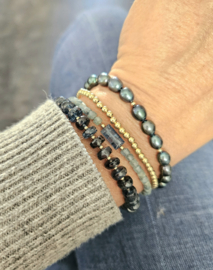 Kyaniet kralen armband, 14k goldfilled - 925 sterling zilver