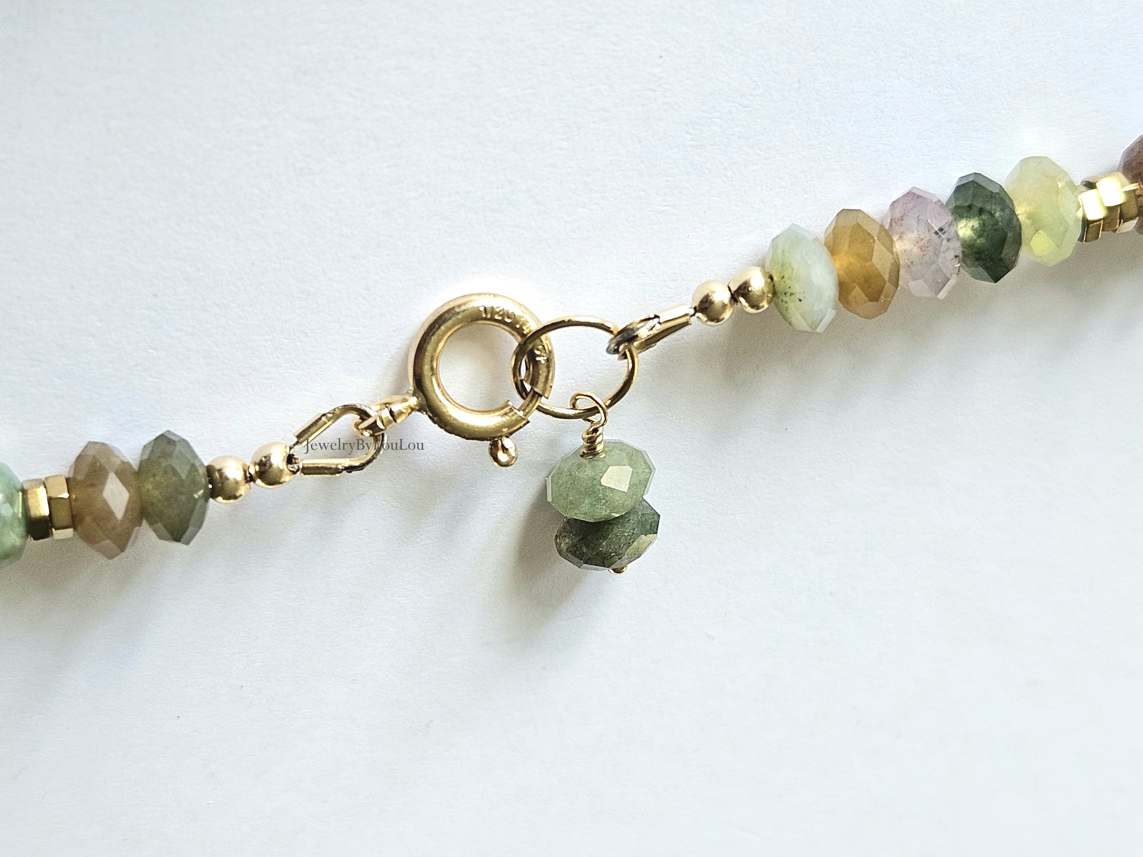 AAA Indiase Agaat kralen ketting, 14k goldfilled - 925 sterling zilver