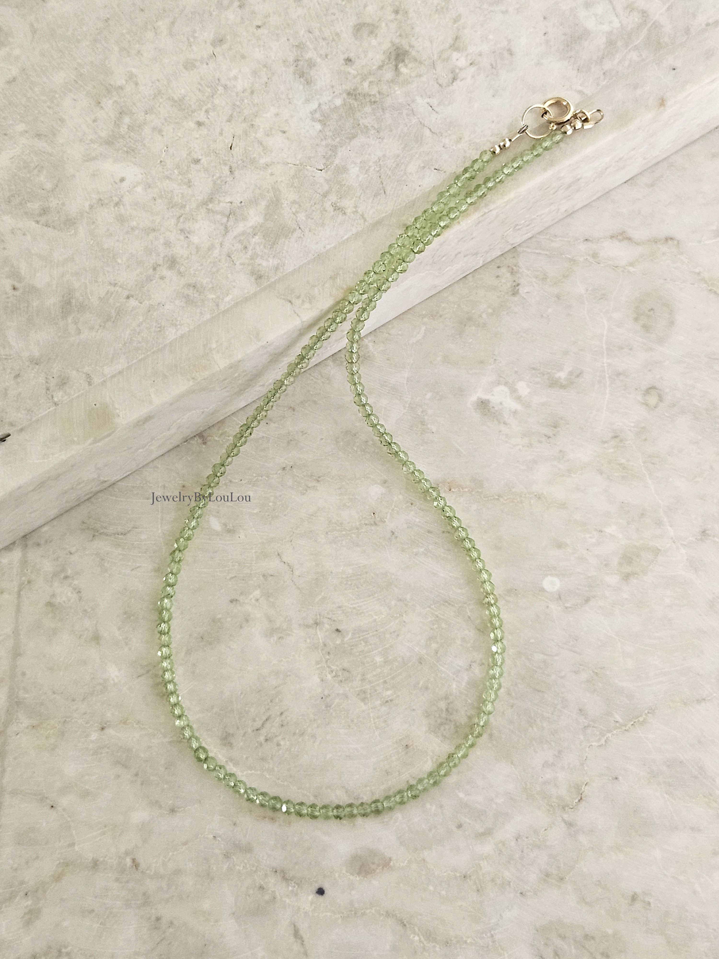Peridoot kralen ketting facet geslepen, AAA kwaliteit , leverbaar 14k goldfilled - 925 sterling zilver