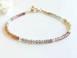 Tundra Sapphire gemstone beaded bracelet, 14k goldfilled & 925 sterling silver