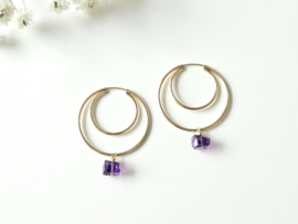 Amethist oorringen, 14k goldfilled