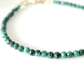 Malachite facet cut beaded bracelet, 14k goldfilled - 925 sterling silver