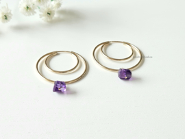 Amethist oorringen, 14k goldfilled