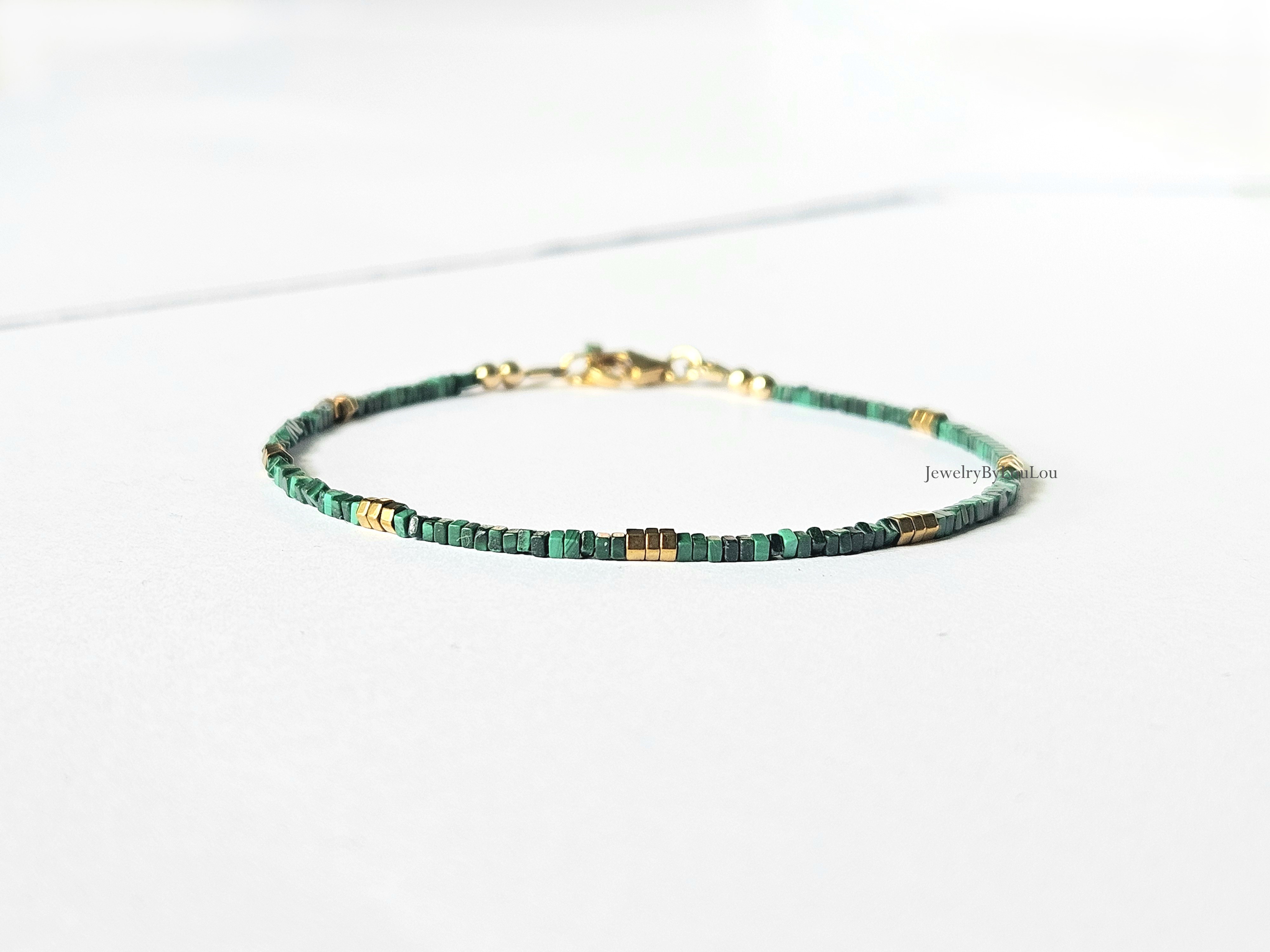 Malachiet armband  14k goldfilled  - 925 sterling zilver